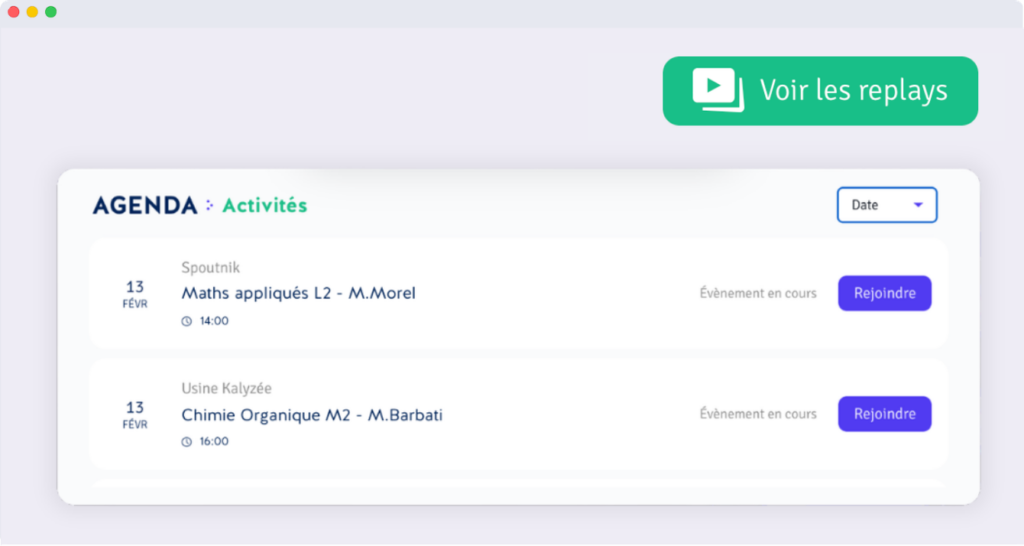Plateforme replay salle comodale